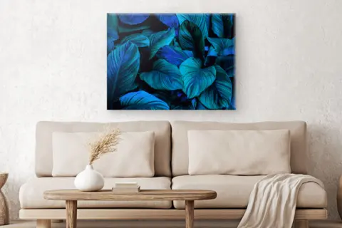 focal point canvas print over sofa