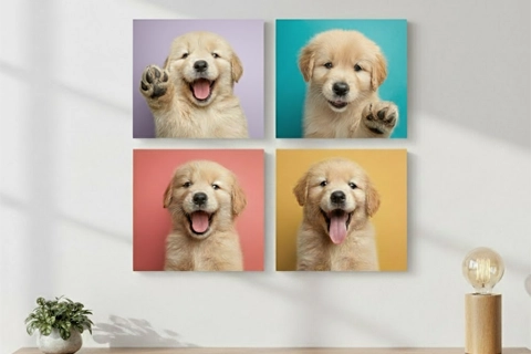 set of mini canvas with dog portraits