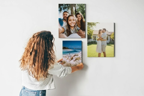 mini canvas set being organized by a woman 