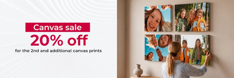 banner for 50% off on second canvas print